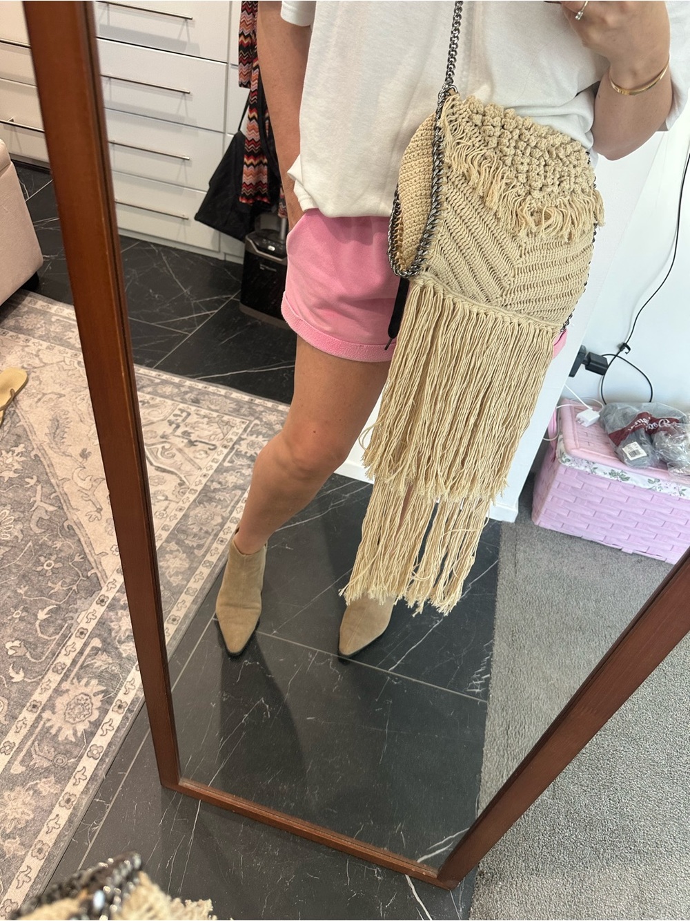 Stella McCartney Falabella Cream Macramé Fringe Crossbody - Picture 2 of 11